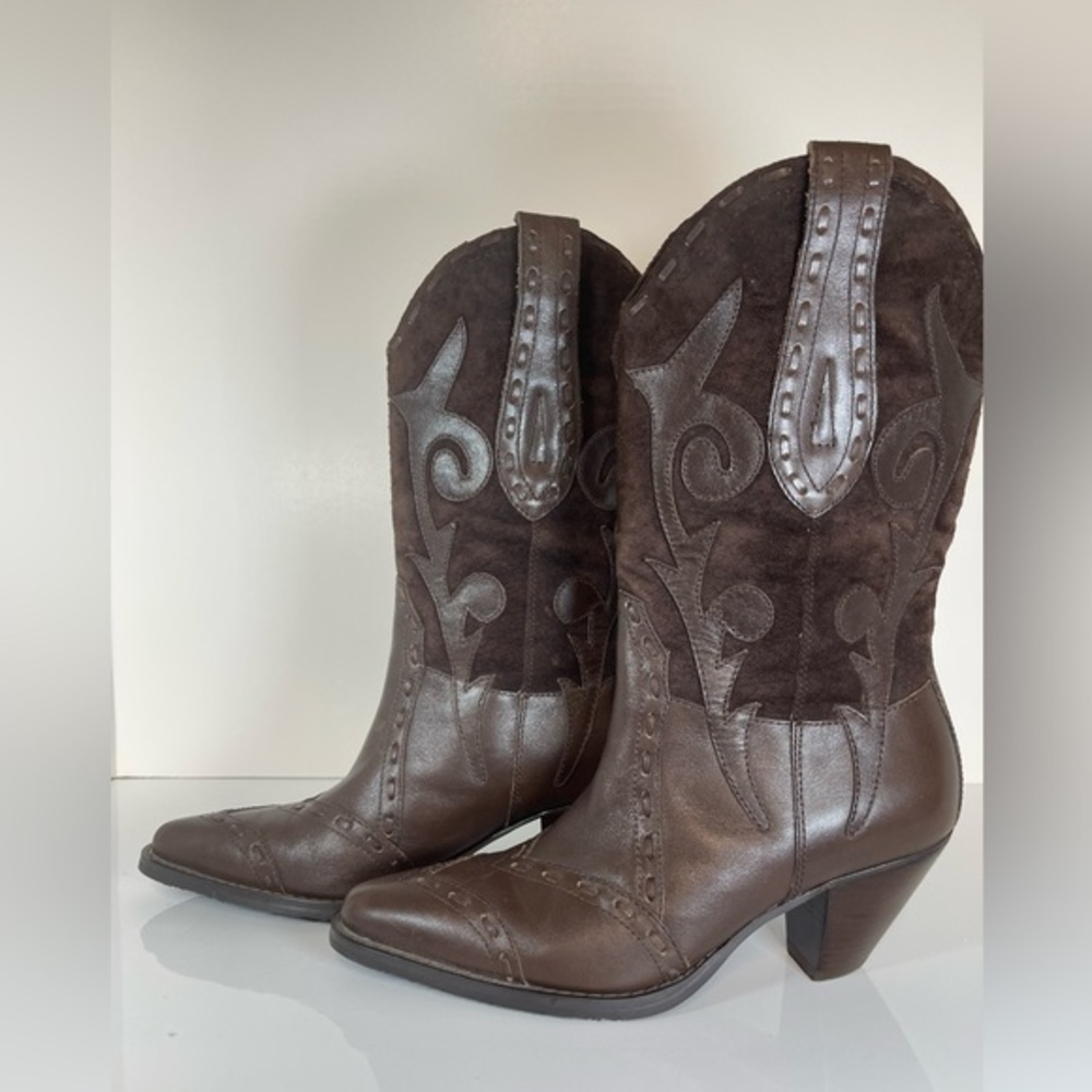 Bass Palomino Cowboy Boots Size 6.5‎ Color Brown - Picture 3 of 9